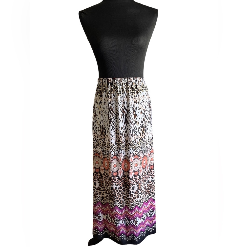 Notations women’s cheetah abstract maxi skirt size XL